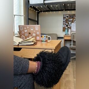 Black UGG Long Haired Mongolian Fur Short Boots Size 8